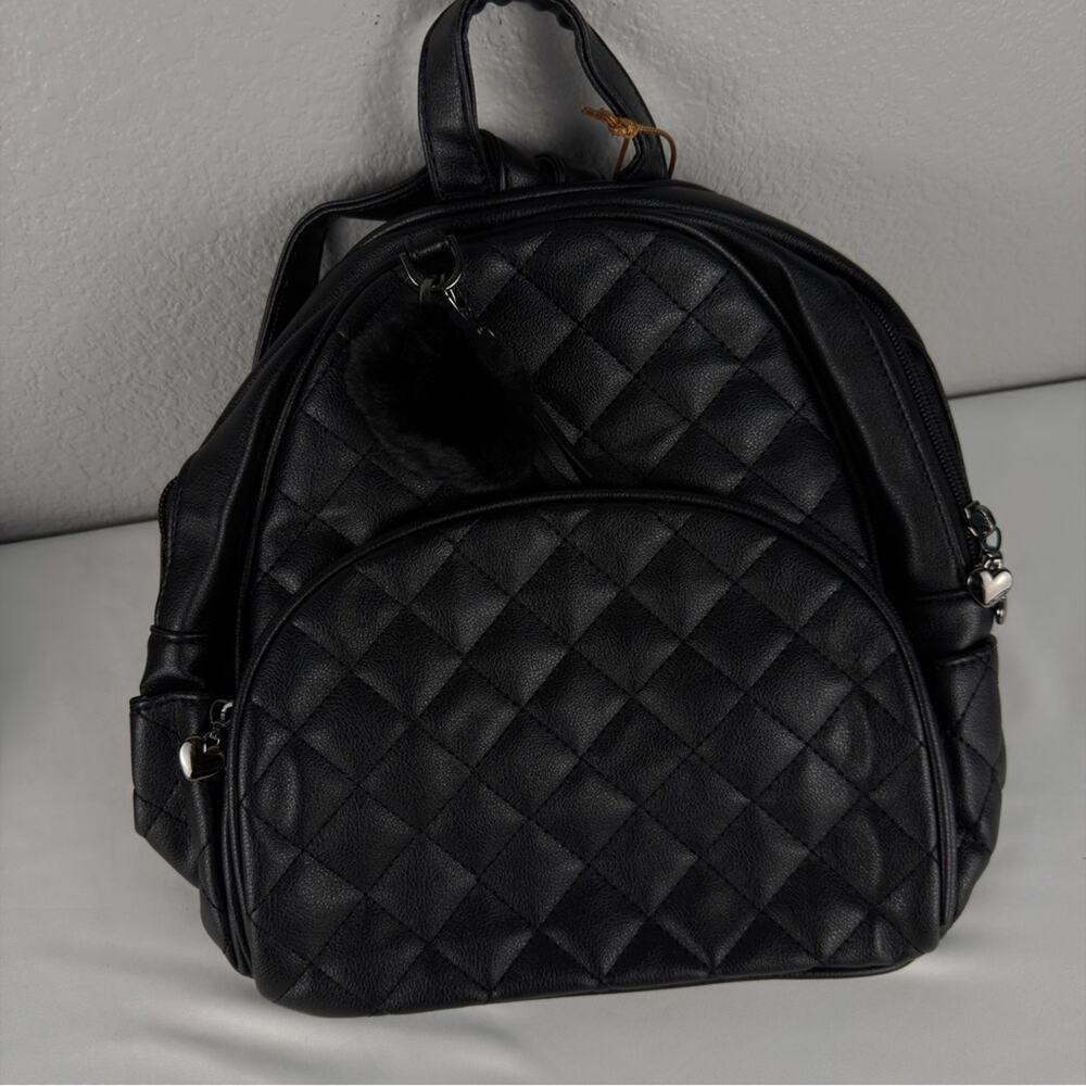 NWT ECOSUSI Mini Backpack Women PU Leather Black Backpack - Picture 4 of 10